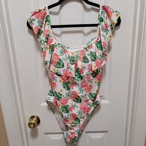 NEW White floral swimsuit-M